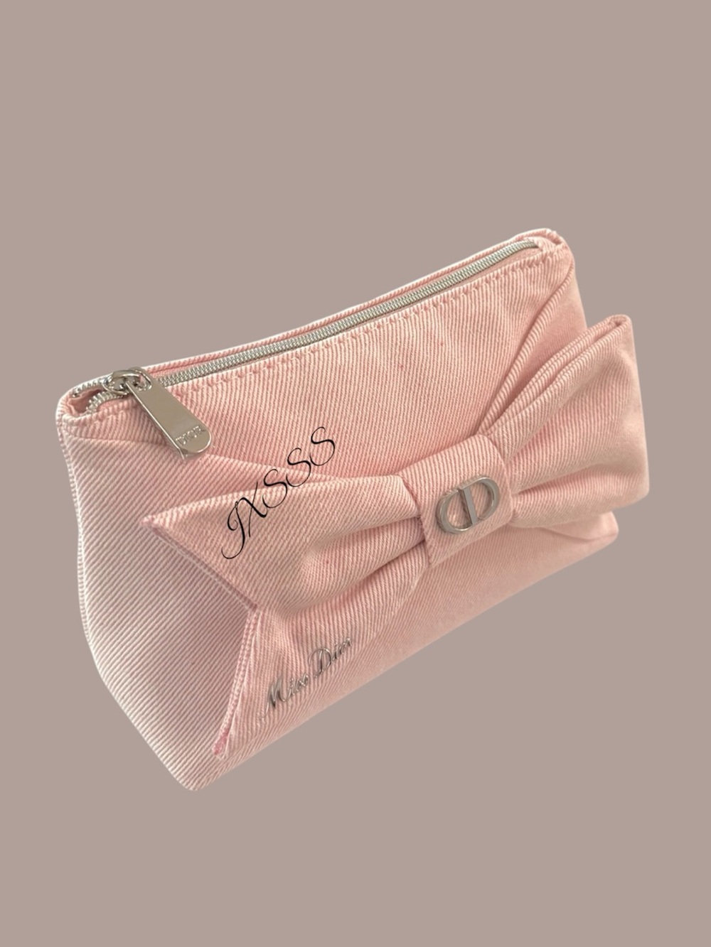 Light-Pink Dior Beauty (Miss Dior) Bow-Embroidered Cosmetic-Makeup Bag - Picture 5 of 15